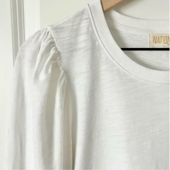 Nation LTD Cecilia Balloon Sleeve Tee White Pima Cotton Minimalist Sz Small - Picture 3 of 7